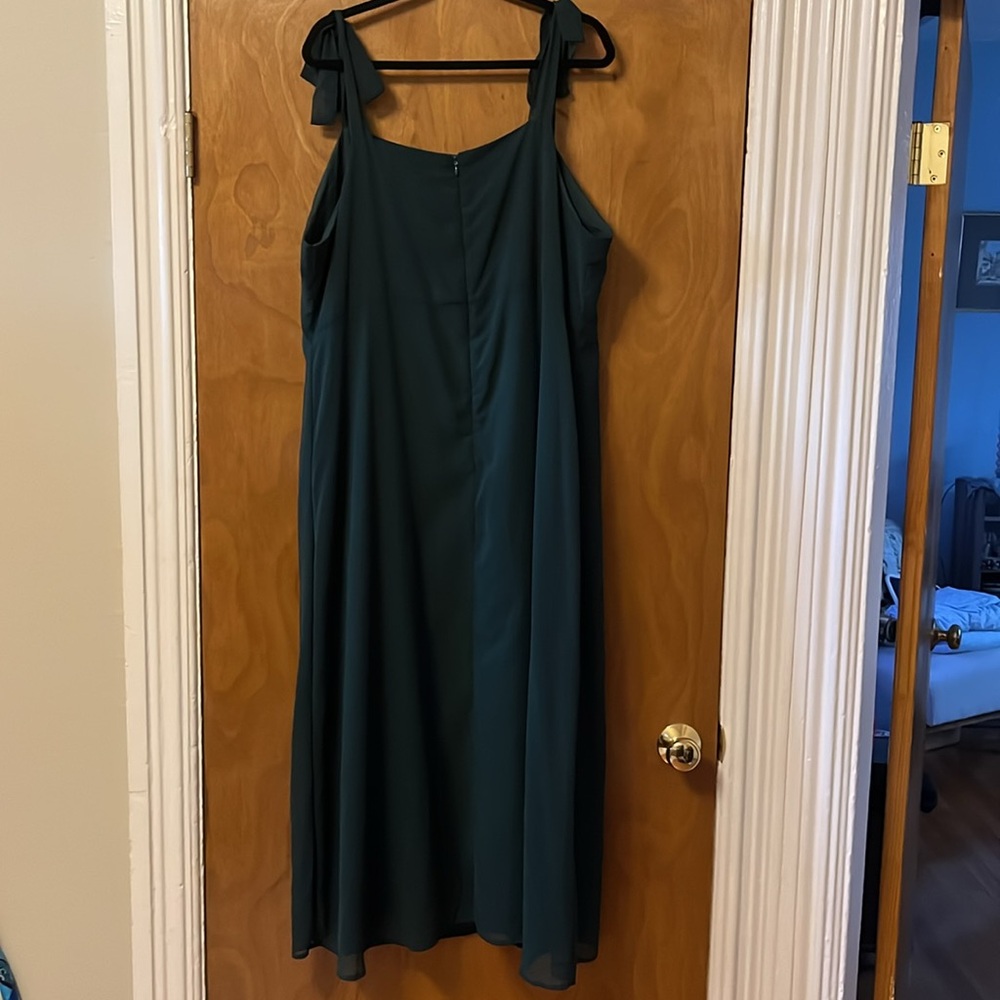 Cider 4X Green Tie Shoulder Dress with leg slit - Picture 6 of 8